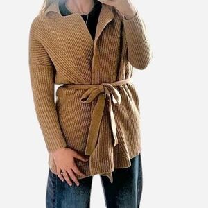 MaxMara Tan Ribbed Knit Cardigan